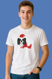 Tricou Caine Imbracat Craciun, din bumbac 100%, tricou alb, Copii | Dama | Barbat - Img 2