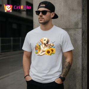 Tricou caine labrador cos picnic floarea soarelui vara, Copii | Dama | Barbat - Img 5