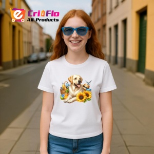 Tricou caine labrador cos picnic floarea soarelui vara, Copii | Dama | Barbat
