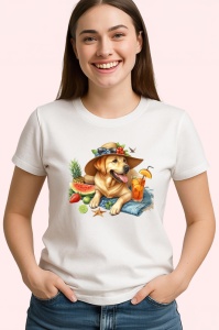Tricou caine labrador palarie cocktail pepene ochelari soare, Copii | Dama | Barbat - Img 4