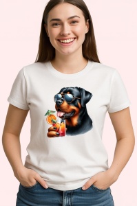 Tricou caine rottweiler ochelari cocktail portocala vara, Copii | Dama | Barbat - Img 4