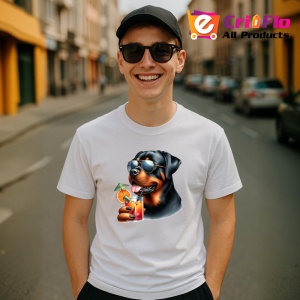 Tricou caine rottweiler ochelari cocktail portocala vara, Copii | Dama | Barbat