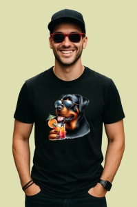 Tricou Caine rottweiler ochelari cocktail portocala vara, Copii | Dama | Barbat , tricou negru - Img 3
