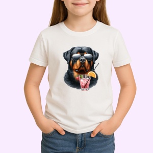 Tricou caine rottweiler ochelari cocktail roz cu pai, Copii | Dama | Barbat - Img 3