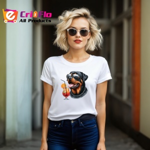 Tricou caine rottweiler ochelari lant cocktail portocala, Copii | Dama | Barbat - Img 11