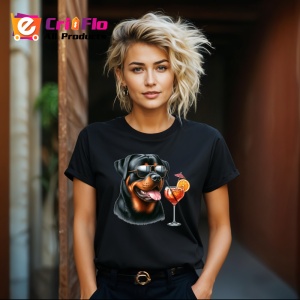 Tricou Caine rottweiler vara ochelari cocktail portocala, Copii | Dama | Barbat , tricou negru - Img 8