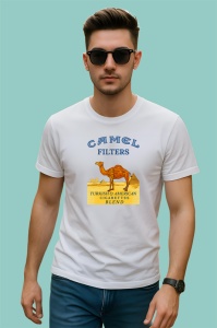 Tricou camel filters tigari clasice design alb turkish american blend, Copii | Dama | Barbat - Img 2
