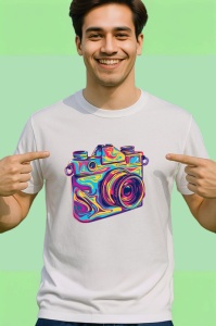 Tricou Camera foto retro in culori vibrante Copii | Dama | Barbat - Img 2