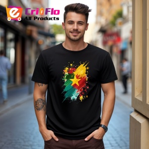 Tricou Cameroon Steag Splash Art, Copii | Dama | Barbat, culoare negru - Img 4