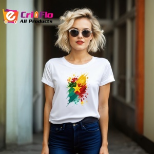 Tricou Cameroon Steag Splash Art, Copii | Dama | Barbat