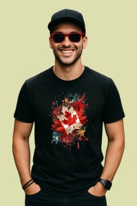 Tricou Canada Steag Splash Art, Copii | Dama | Barbat, culoare negru - Img 2