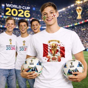 Tricou Canada World Cup 2026 Fifa V2, din bumbac 100%, tricou alb, Copii | Dama | Barbat - Img 7