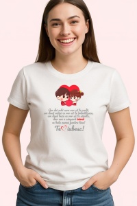 Tricou Cand Iti Scriu Ca Te Iubesc Nu O Fac Din Obisnuinta, din bumbac 100% , tricou alb pentru Copii | Dama | Barbat - Img 3