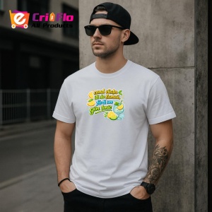 Tricou Cand Viata Iti Da Lamai Fa Ti Un Gin Tonic, din bumbac 100% , tricou alb pentru Dama | Barbat - Img 6