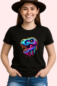 Tricou Cap de dinozaur colorat in stil comic Copii | Dama | Barbat, culoare negru - Img 3