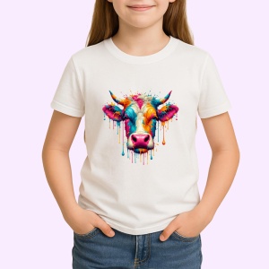 Tricou Cap vaca colorat stil graffiti arta moderna vibranta Copii | Dama | Barbat - Img 4