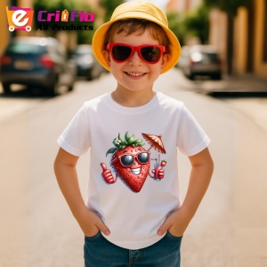 Tricou Capsuna amuzanta de vara cool summer, Fructe, Copii | Dama - Img 3