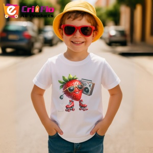Tricou Capsuna amuzanta de vara party pe role, Fructe, Copii | Dama - Img 3