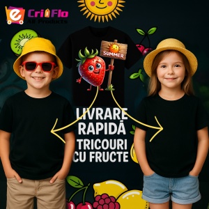 Tricou Capsuna amuzanta de vara summer, Fructe, Copii | Dama, culoare negru - Img 6