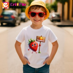 Tricou Capsuna amuzanta de vara summer, Fructe, Copii | Dama - Img 3