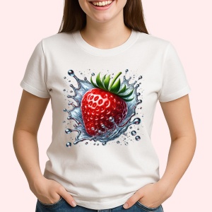 Tricou Capsuna in valuri reci, Fructe, Copii | Dama - Img 2