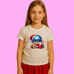 Tricou Captain America Christmas Cupa Ciocolata, din bumbac 100%, tricou alb, Copii | Dama | Barbat - Img 2