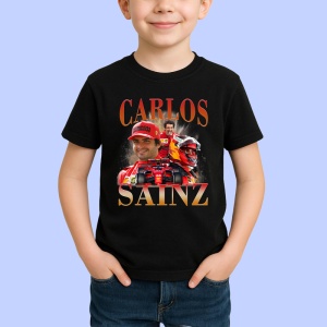 Tricou Carlos Sainz Colaj Rosu Portocaliu Formula 1, Copii | Dama | Barbat - Img 2