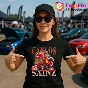 Tricou Carlos Sainz Colaj Rosu Portocaliu Formula 1, Copii | Dama | Barbat - Img 6