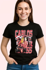 Tricou Carlos Sainz Jr Poster Echipa Ferrari Masina Formula 1, Copii | Dama | Barbat - Img 3