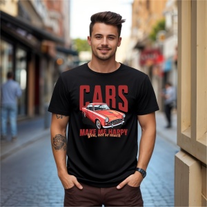 Tricou Cars Make Me Happy Negru, Copii | Dama | Barbat - Img 9