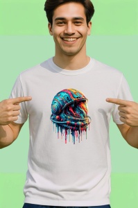 Tricou Casca astronaut arta dripping univers colorat Copii | Dama | Barbat - Img 2
