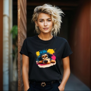 Tricou Catel si pete de culoare Negru, Copii | Dama | Barbat - Img 11