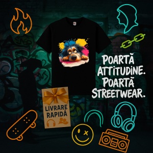 Tricou Catel si pete de culoare Negru, Copii | Dama | Barbat - Img 13