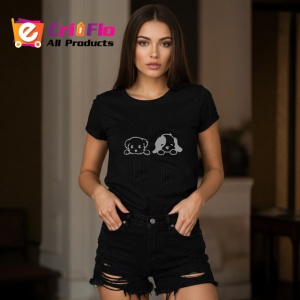 Tricou Catelusi Draguti Ilustratie Alb Negru, din bumbac 100%, tricou negru Copii | Dama | Barbat - Img 7