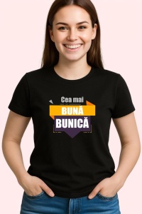 Tricou Cea Mai Buna Bunica V10, din bumbac 100%, tricou negru, Dama | Barbat - Img 2