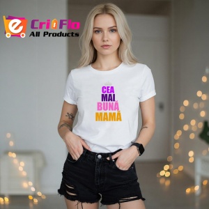 Tricou Cea Mai Buna Mama Coroana Mov, din bumbac 100%, tricou alb, Dama | Barbat - Img 3