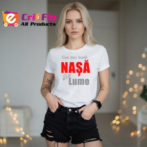 Tricou Cea Mai Buna Nasa Din Lume Rosu V4, din bumbac 100% , tricou alb pentru Dama - Img 3