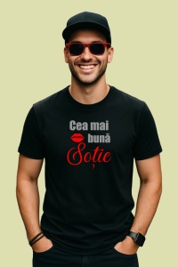 Tricou Cea Mai Buna Sotie Buze Rosii V2, din bumbac 100%, tricou negru Dama | Barbat - Img 2