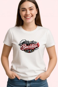 Tricou Cel Mai Bun Bucatar Logo Cutite Rosu V1, din bumbac 100% , tricou alb pentru Dama | Barbat
