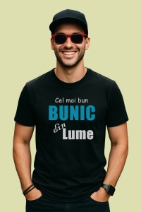 Tricou Cel Mai Bun Bunic Albastru, din bumbac 100%, tricou negru, Dama | Barbat