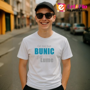 Tricou Cel Mai Bun Bunic Din Lume Albastru V2, din bumbac 100% , tricou alb pentru Barbat - Img 3