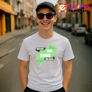 Tricou Cel Mai Bun Bunic Din Lume, din bumbac 100%, tricou alb, Dama | Barbat - Img 3