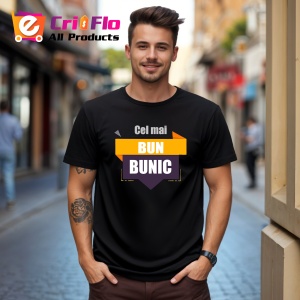 Tricou Cel Mai Bun Bunic Din Lume V4, din bumbac 100%, tricou negru, Dama | Barbat - Img 2