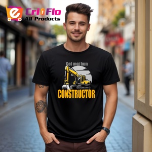 Tricou Cel Mai Bun Constructor Utilaj, din bumbac 100%, tricou negru, Dama | Barbat
