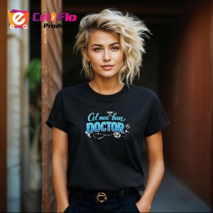 Tricou Cel Mai Bun Doctor Stetoscop Albastru V1, din bumbac 100%, tricou negru Dama | Barbat - Img 4
