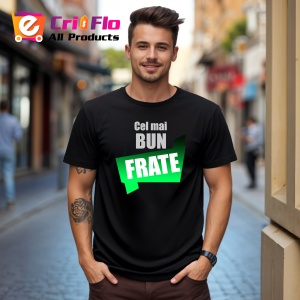 Tricou Cel Mai Bun Frate Banner Verde, din bumbac 100%, tricou negru, Dama | Barbat - Img 2