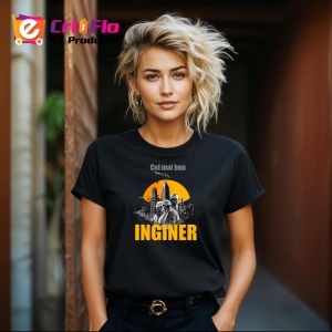 Tricou Cel Mai Bun Inginer Santier Galben, din bumbac 100%, tricou negru Dama | Barbat - Img 4