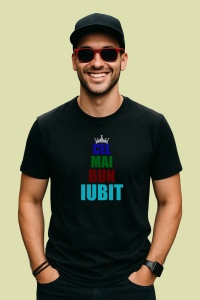 Tricou Cel Mai Bun Iubit Coroana Multicolor, din bumbac 100%, tricou negru, Dama | Barbat - Img 2