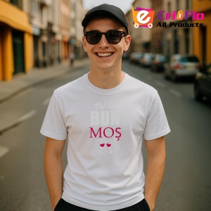 Tricou Cel Mai Bun Mos Pahare, din bumbac 100%, tricou alb, Dama | Barbat