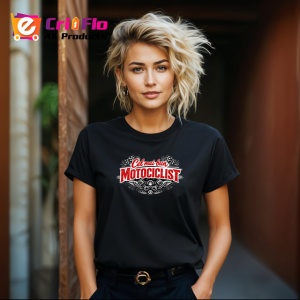 Tricou Cel Mai Bun Motociclist Logo Rosu V2, din bumbac 100%, tricou negru Dama | Barbat - Img 4
